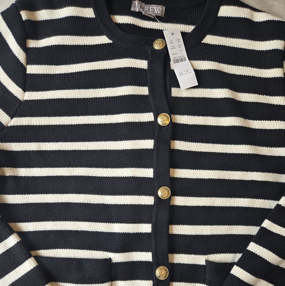 J. Crew Black and White Cardigan Sweater